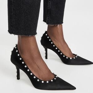 Alexander Wang Delphine 85 Crystal Stud Pump, Black, New, Size 38
